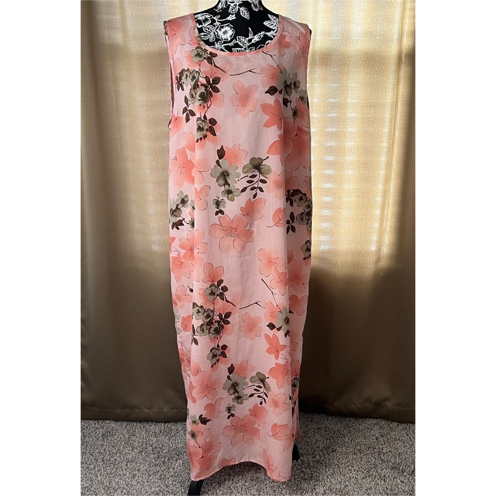 Los Angeles Woman Long Sleeveless Floral Summer Dress Size L